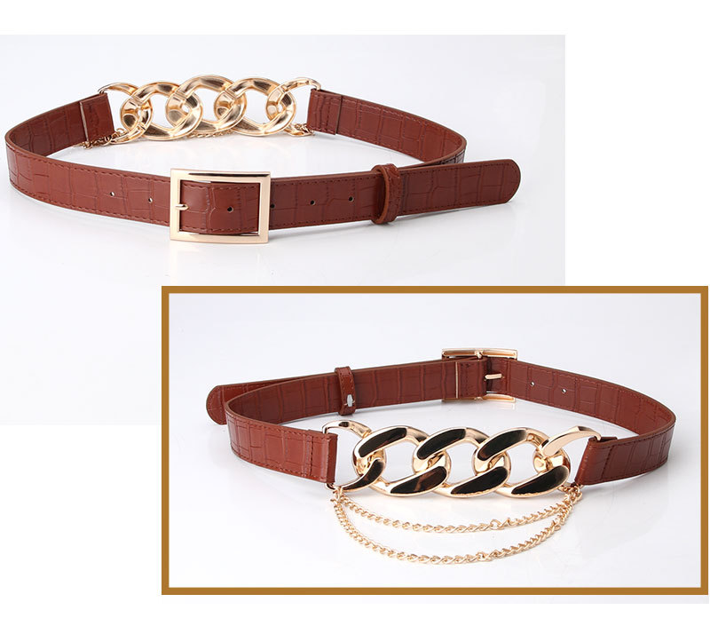 Fashion Street Shooting Metal Chain Link Stitching  Belt display picture 3