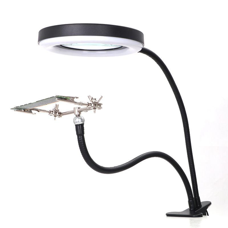 Spot Welding Repair Reading Learning Desktop Magnifying Glass 3 Color Lights 9 Level Adjustment 72 Ring Lights