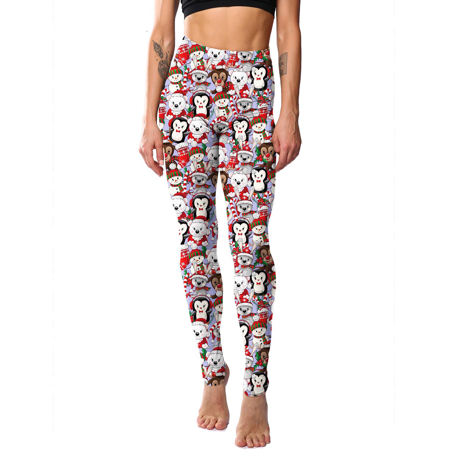 182g Weight Ankle-Length Pants Length Spandex, Polyester Fabric Type High Waist Waist Line Leggings Pants Type Stretchy Elasticity Daily Occasion Breathable Function Skinny Fit Type Christmas Festival Snowflake Pattern Winter, Autumn Season Women'S Gender Simple Style Style Women'S Daily Simple Style Snowflake Ankle-Length Leggings 12