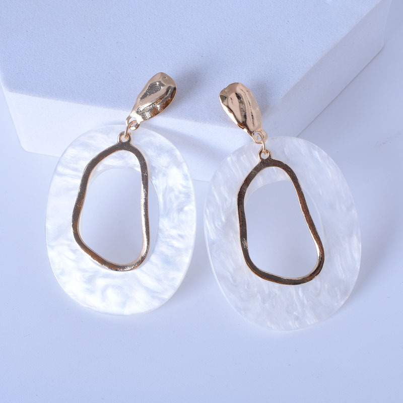 15g Weight Drop Earrings Classification 1 Pair Quantity 1 Pair Casual Simple Style Irregular Oval Plating Hollow Out Arylic Alloy Drop Earrings