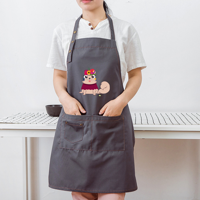 Tienda de flores para mascotas ropa de trabajo delantal cocina moda coreana anti-fouling anti-aceite pareja delantal de cocina logotipo imprimible