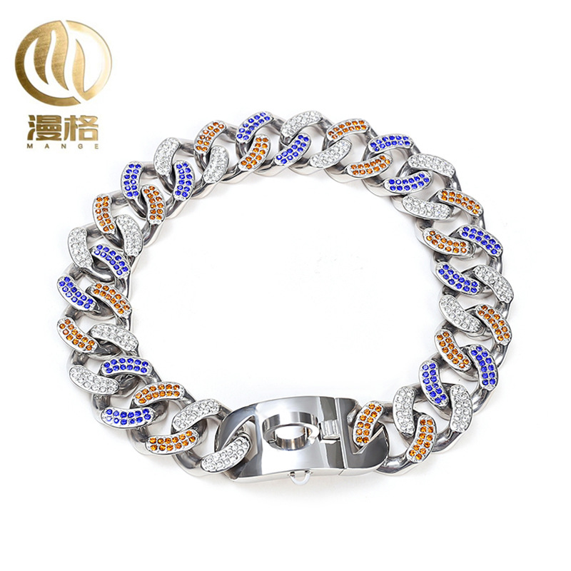 Cross border New products Pet Supplies Diamond Stainless steel Gold chains Small and medium sized dogs A collar for a horse pet Necklace jewelry Accessories