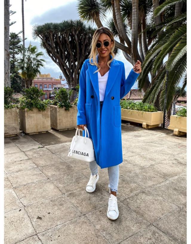 women's autumn and winter new fashion long candy color lapel woolen coat NSYD3752