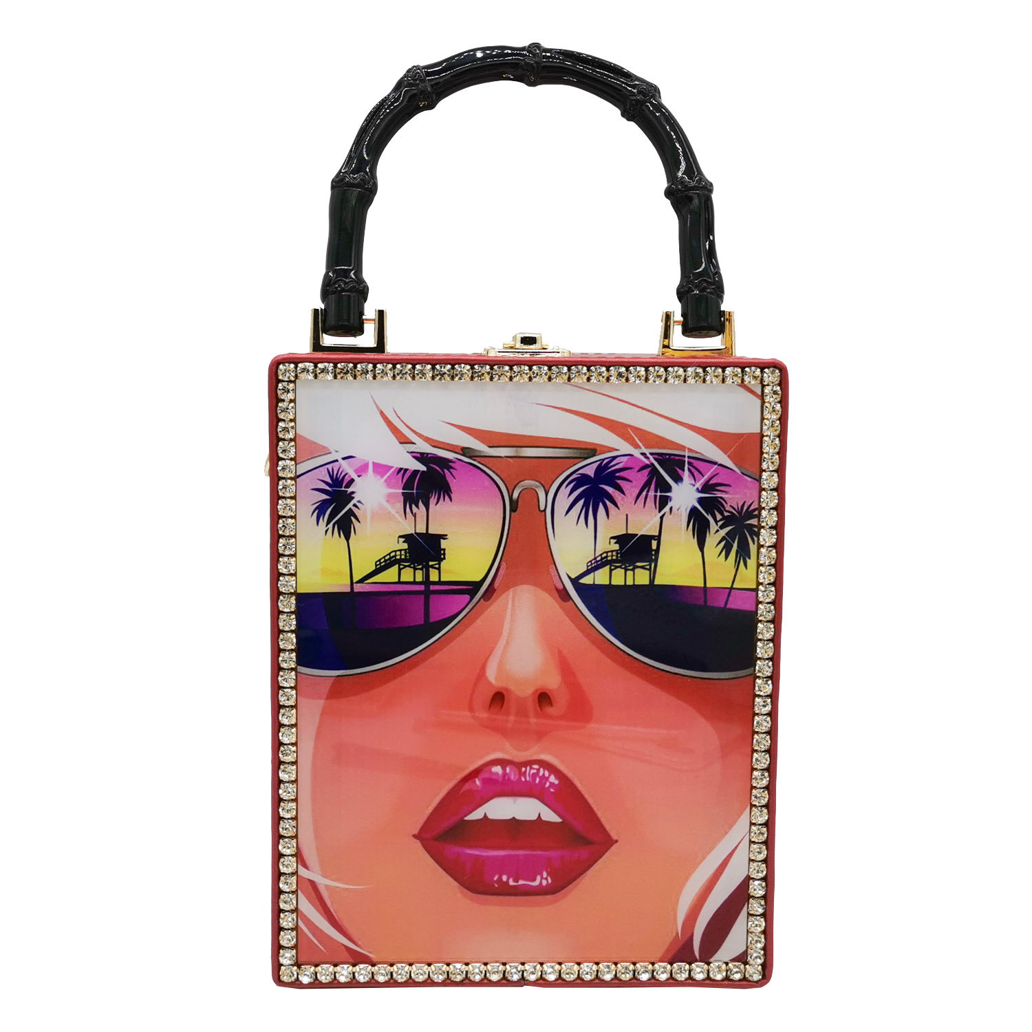 New Fashion Pu Box Bag Printed Pattern Handbag Acrylic Female Bag Wholesale display picture 31