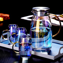炫彩冷水壶 高硼硅玻璃壶 家用大容量茶具凉水壶茶杯套装