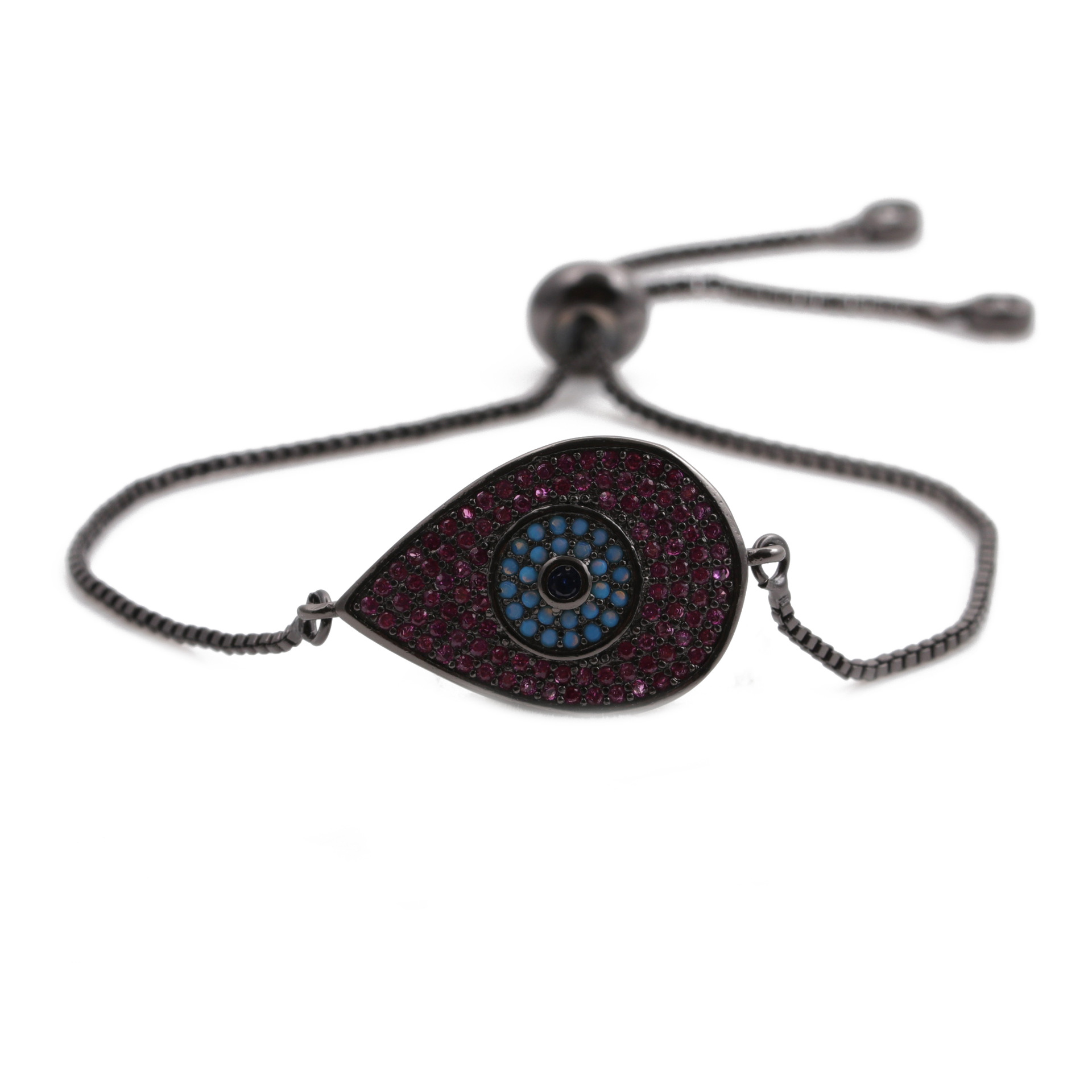 Copper Micro-inlaid Zircon Demon Eye Bracelet display picture 9