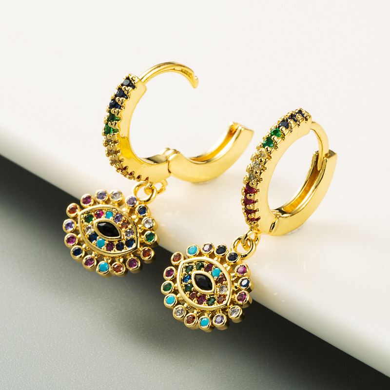 New Fashion Copper Inlaid Color Zircon Xaggerated Earrings display picture 4