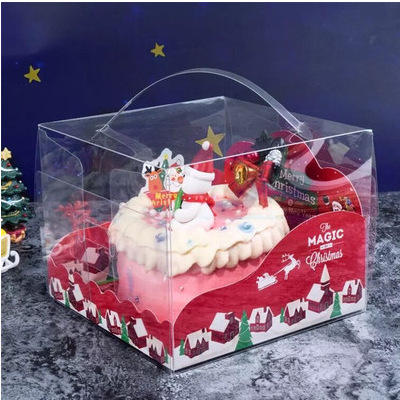 5 inch Christmas Cake Packaging box 3D transparent portable Box Christmas series West Point Packing box PET Baking Package