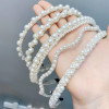 Wavy fishing line, cute headband from pearl, hair accessory, flowered, Korean style, wholesale