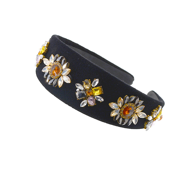 Nueva Diadema De Borde Ancho Con Diamantes Retro display picture 2