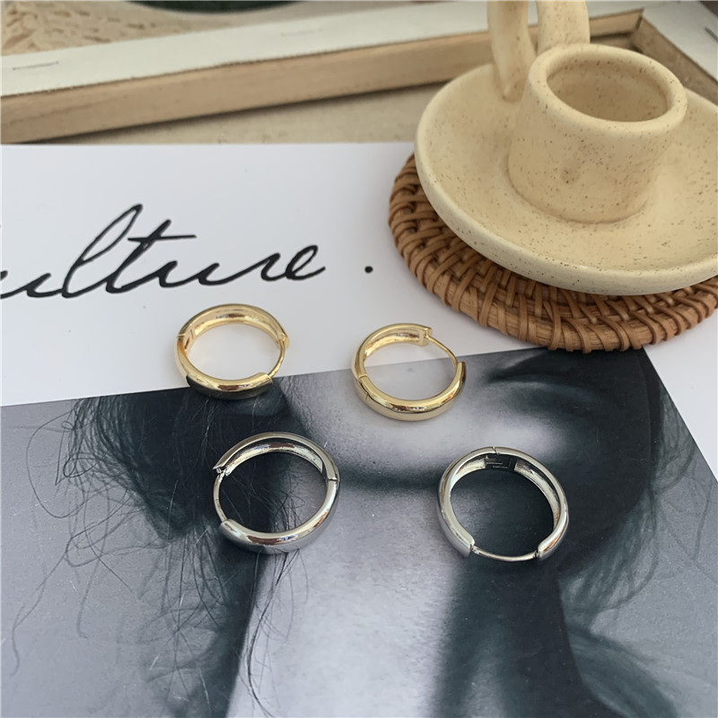 Retro Simple Circle Gold-plated Silver Non-fading Hoop Earrings Wholesale display picture 5