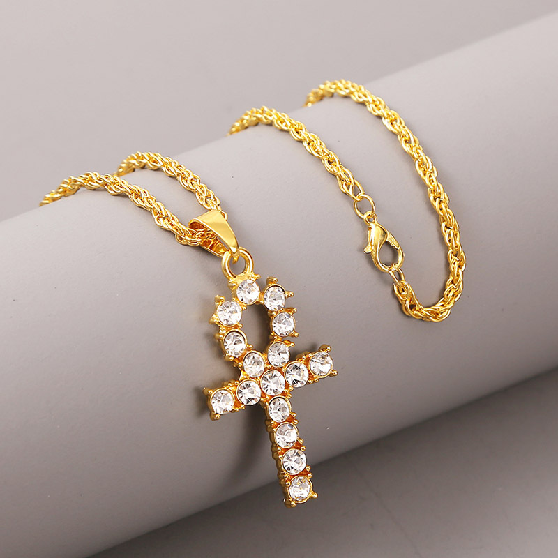 الكورية الإبداعية بسيطة حجر الراين طويل الصليب قلادة الهيب هوب قلادة مجوهرات الجملة Nihaojewelry display picture 5