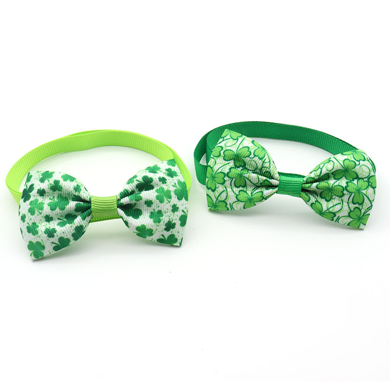 Cute Ribbon St. Patrick Shamrock Bow Knot Pet Collar display picture 3