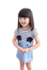 Summer dress, children's denim skirt, with short sleeve