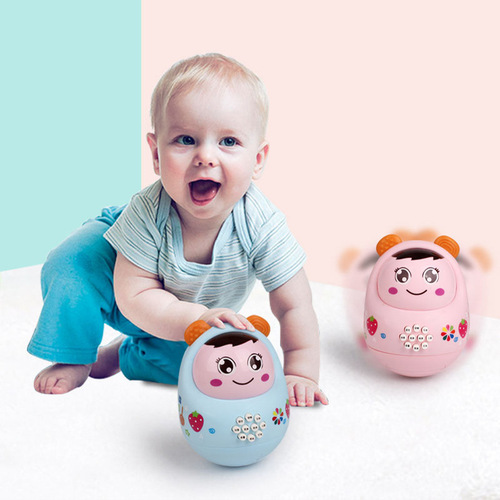 Infant and toddler early education learning machine soft ear tumbler story machine multifunctional light music tumbler with teether