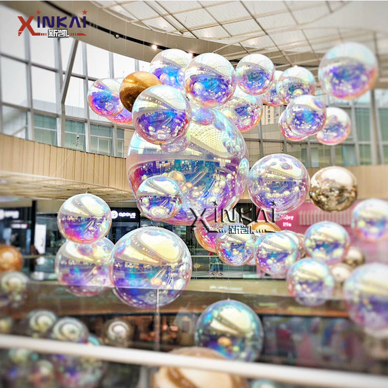 充气悬挂炫彩色镜面球 活动装饰PVC气模球 舞台演出酒吧反光球