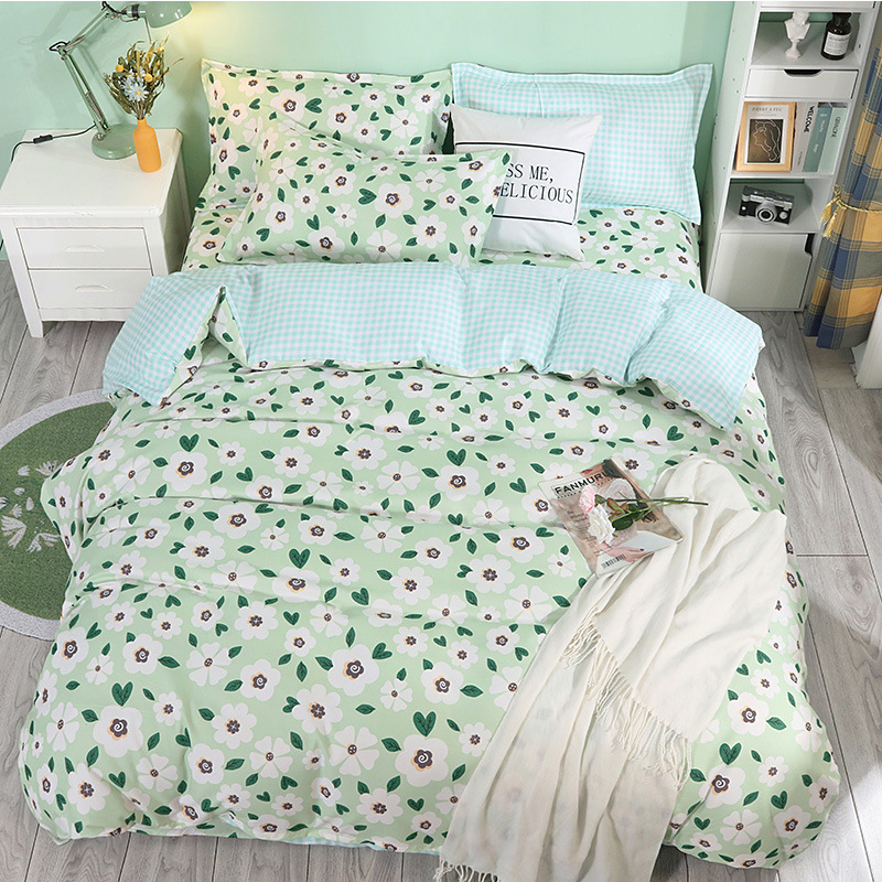 2022 New Thick Sanded Three-piece Winter Bed Sheet Quilt Cover Korean Small Fresh Bedding Gift Four-piece Set