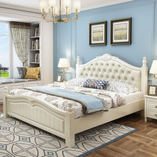 韩式田园风白色实木床1.8米双人大床1.5米现代简约卧室软包公主床