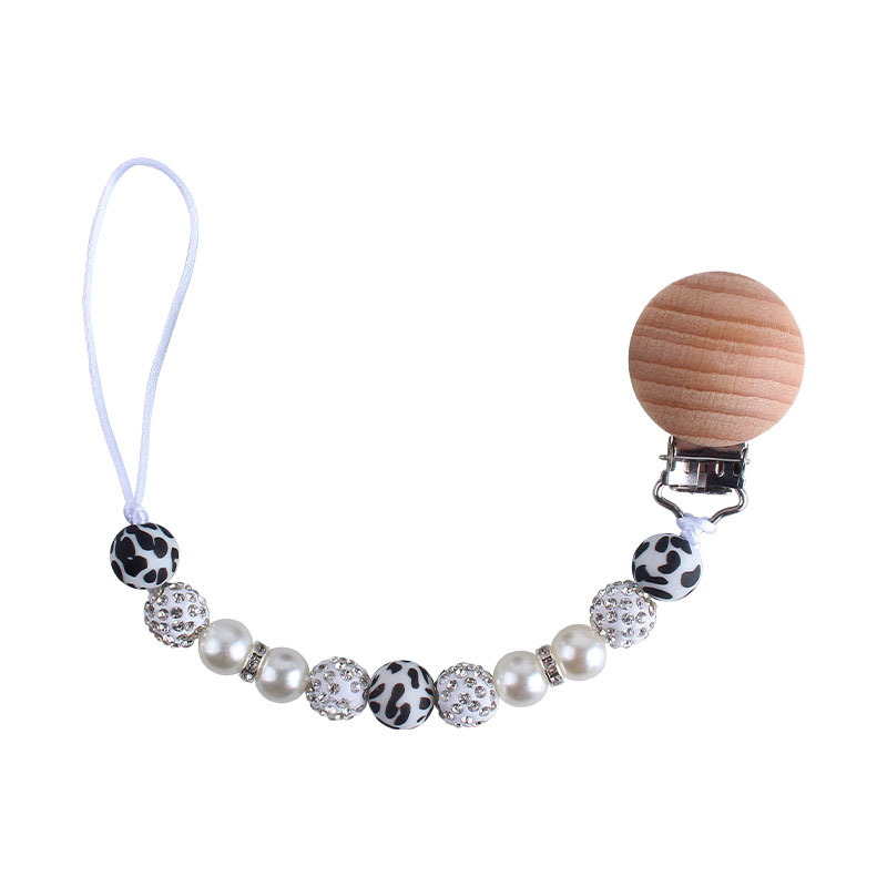 Nuevo bebé haya chupete clip bebé creativo leopardo perlas de gel mordedor gel pulsera chupete cadena anti-cadena