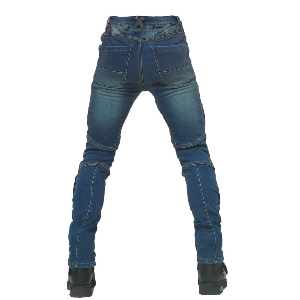 Pantalones vaqueros de la motocicleta de los hombres pantalones de montar de la motocicleta de vellón forrado impermeable anti-caída de los pantalones de Kevlar rodilleras arriba y abajo