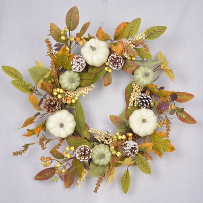 仿真南瓜花环 秋季装饰丰收节感恩节挂件 亚马逊货源支持定制花环
