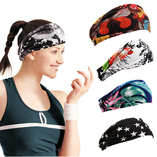 European and American Women's Printed Sports Headband Yoga Hair Band Amazon Sweat Absorbing and Antiperspirant Women's Wide-brimmed Fitness Headscarf