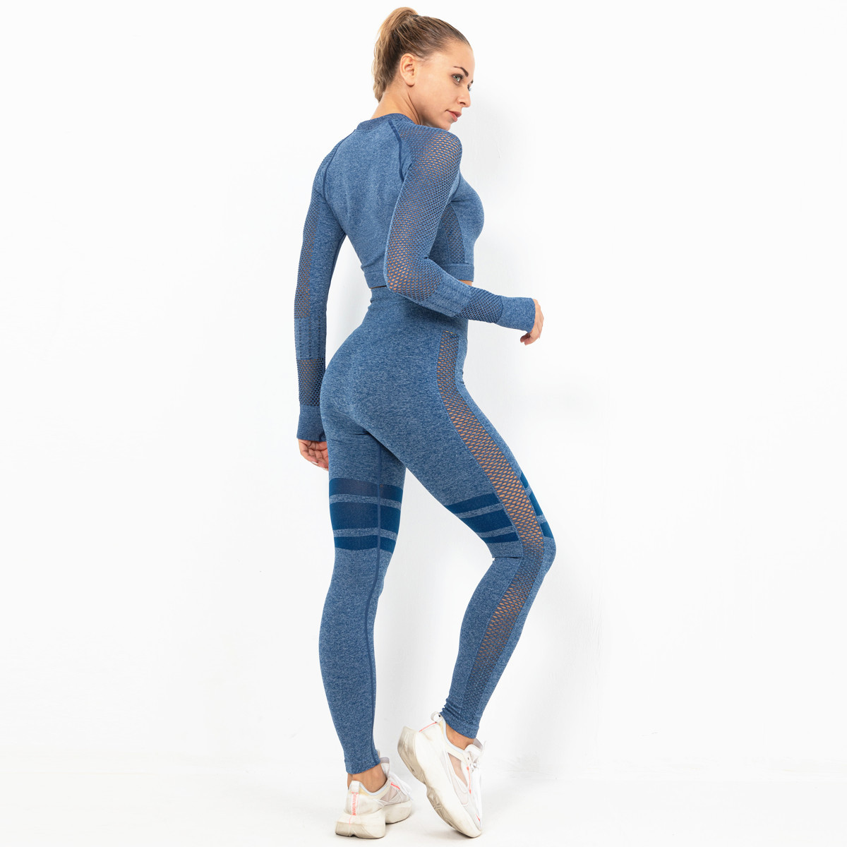 tight-fitting hip pants slim long-sleeved two-piece yoga suit NSLX8981