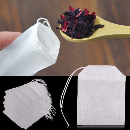 100pc 6*8cm drawn non-woven tea bag, empty tea bag, disposable Chinese medicine bag, decoction bag