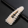 Woven hair accessory handmade, hairgrip from pearl with bow, hairpins, Korean style, internet celebrity, simple and elegant design