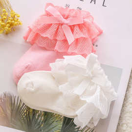 新款女童花边袜蝴蝶结舞蹈袜夏季女宝宝袜时尚潮流韩版儿童花边袜