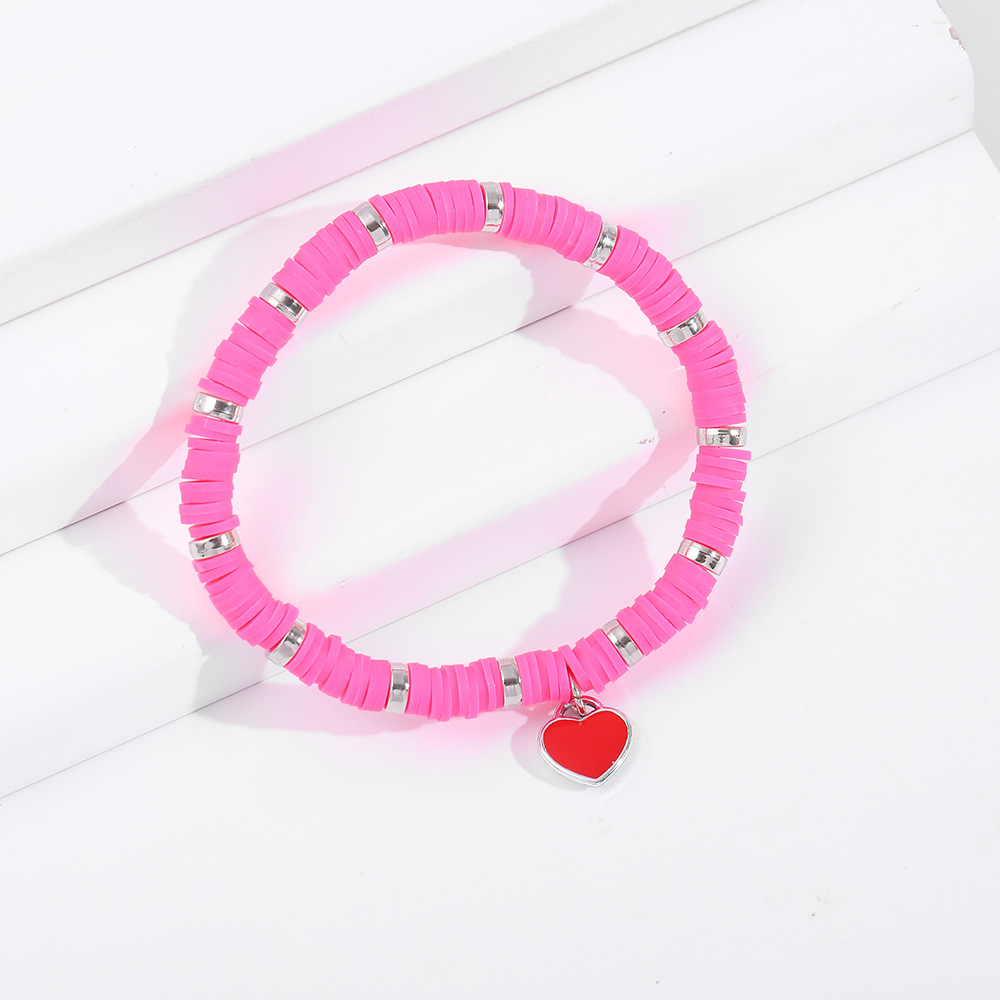 Mode Amour Pendentif Bracelet En Céramique Souple Couleur Bracelet De Plage Bracelet De Corde Élastique Bracelet De Perles Pour Femmes Nihaojewelry display picture 4