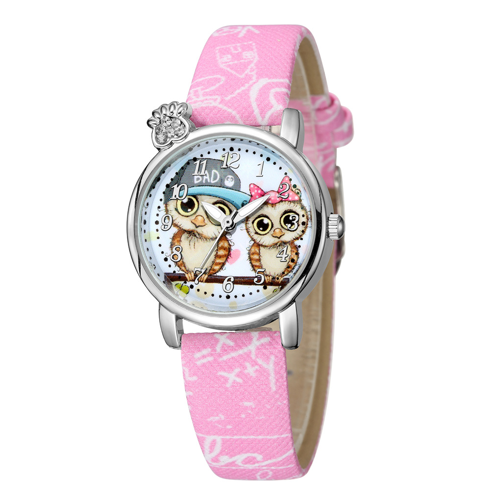 Wholesale Cute Owl Pattern Belt Children Watch Nihaojewelry display picture 2