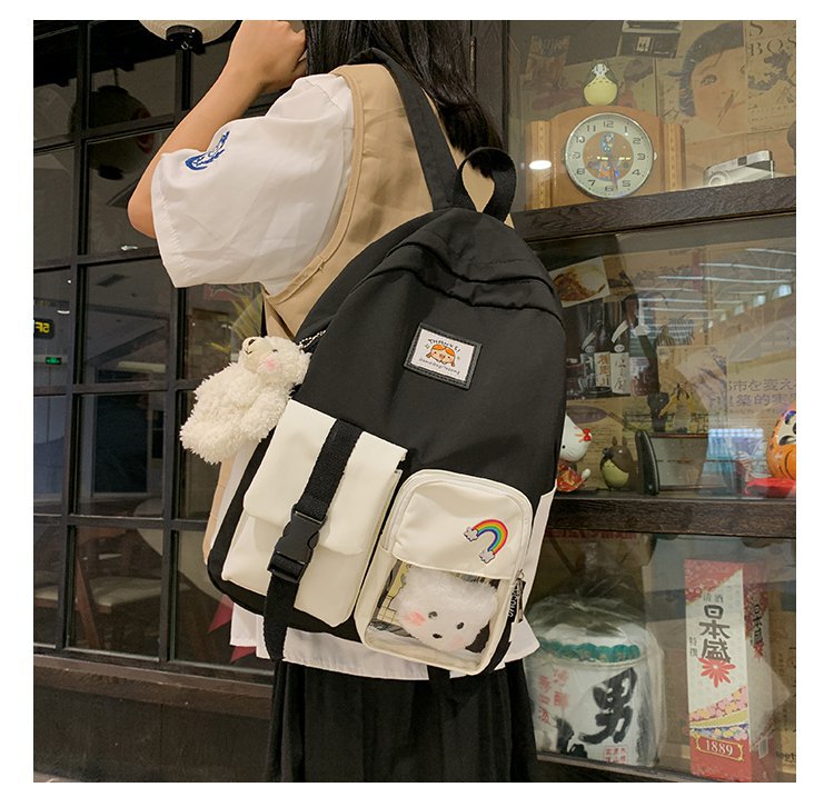 Korean Student Hit Color Backpack Soft School Bag display picture 18