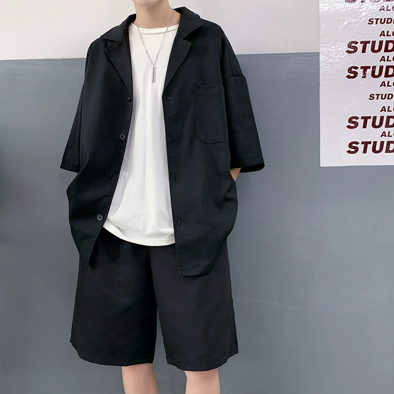 Summer thin set, trend suit for leisure, trousers, Korean style, simple and elegant design