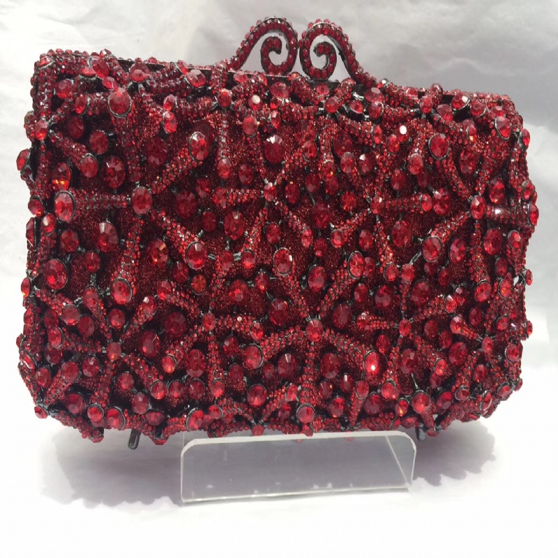 Transfronterizo nuevo paquete de cena de diamante de estrella de mar caja dura de metal vacío bolsa de cristal vestido de banquete bolsa de mano