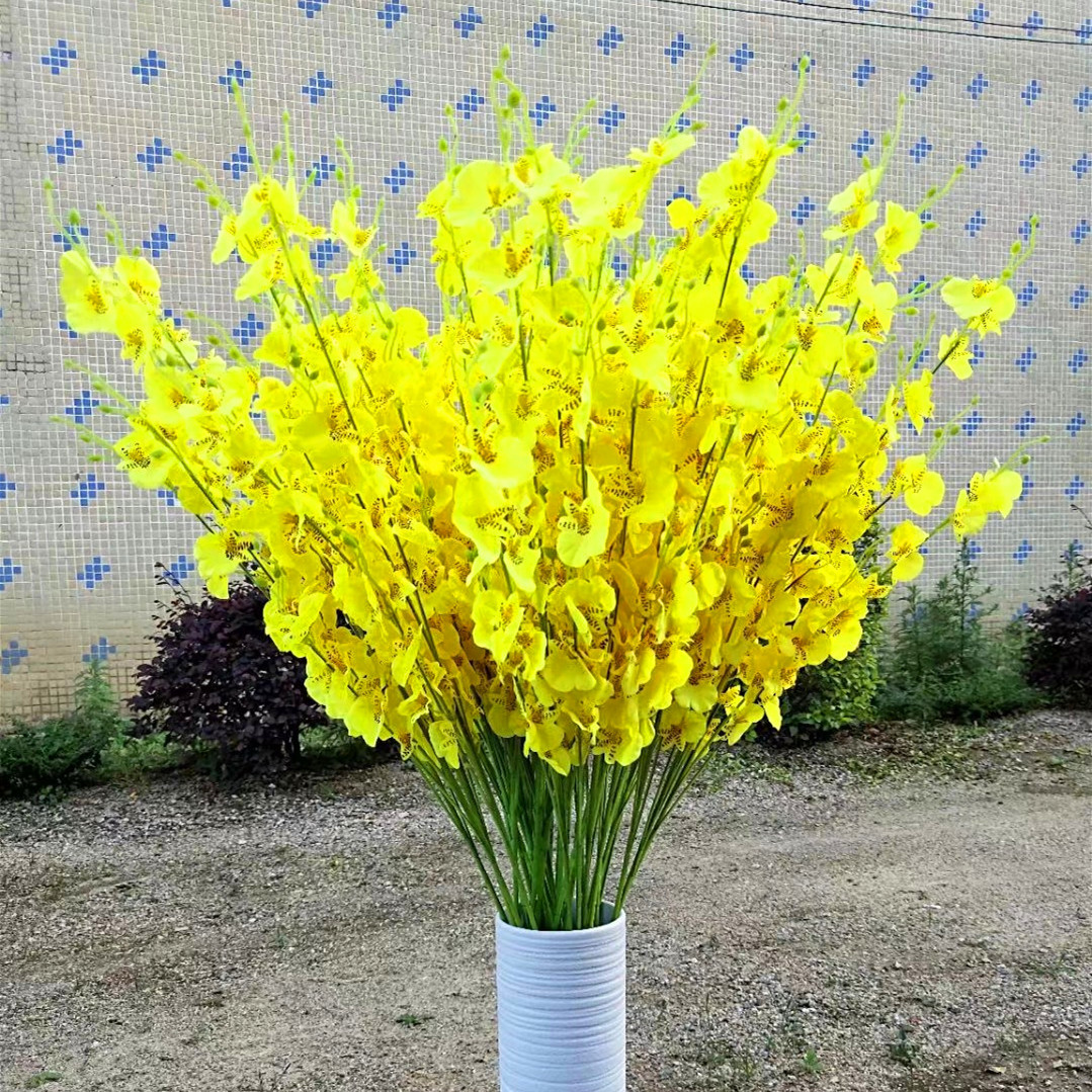 Dancing Orchid Wedding Artificial Flowers Yellow Calla Lily and Orchid Home Decoration Artificial Plant Wholesale