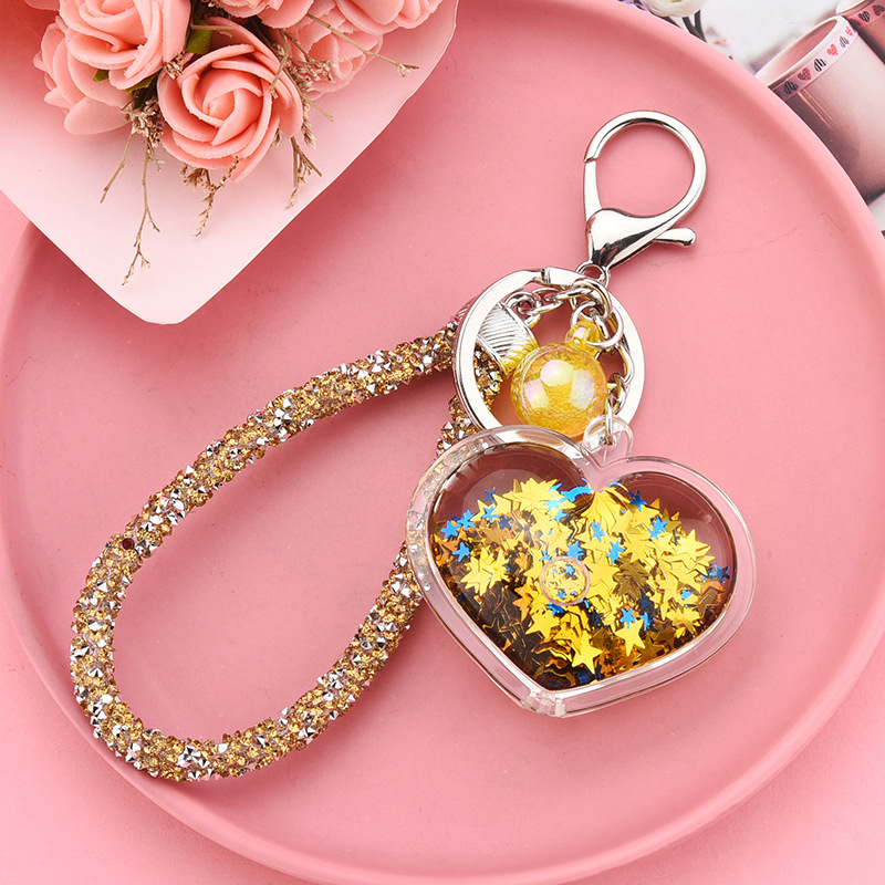 Acrylic Heart Flowable Sequins Quicksand Keychain Wholesale Nihaojewelry display picture 10