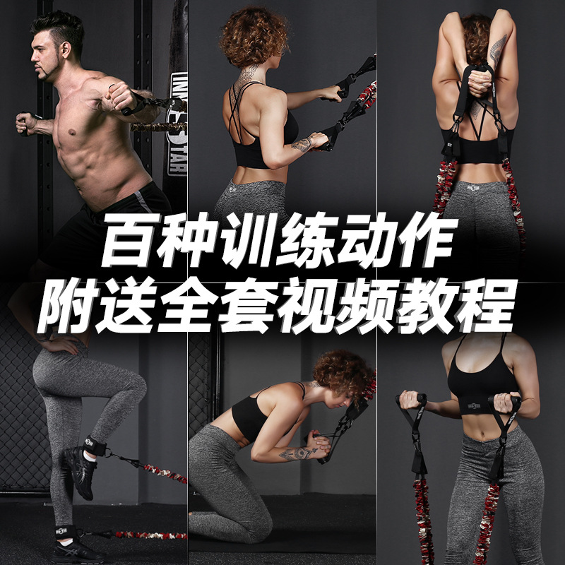 INNSTAR跨境电商11件套拉力器 拉力绳组合家用健身器材力量训练