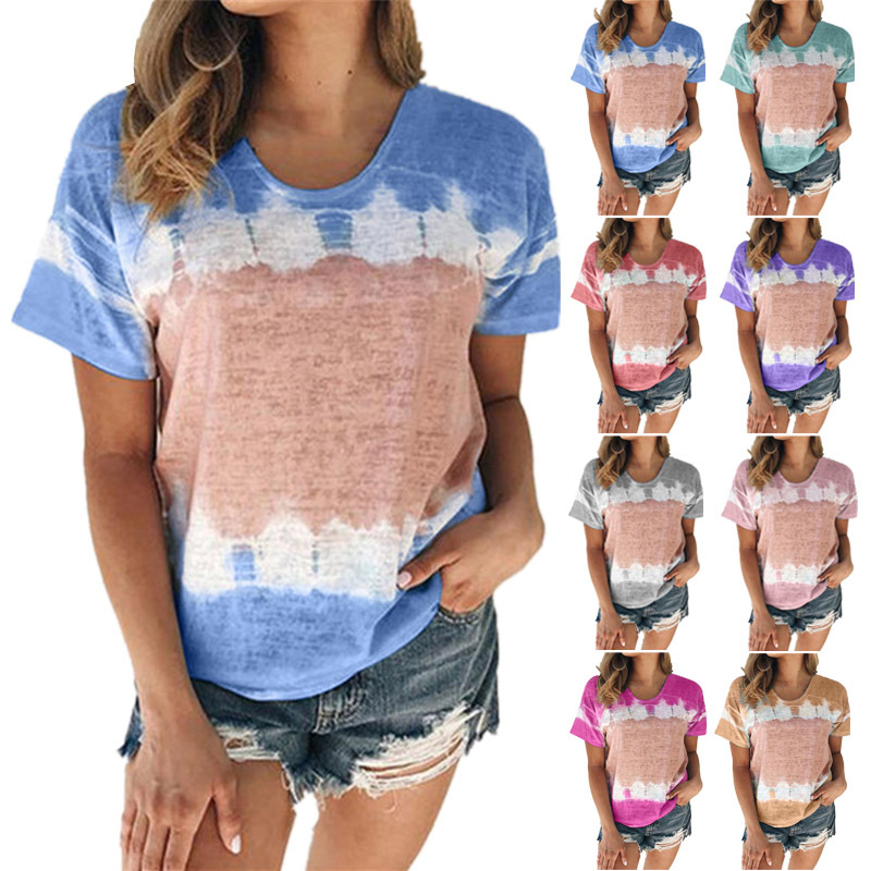 Color Matching Round Neck Short-Sleeved T-Shirt NSYHY106397