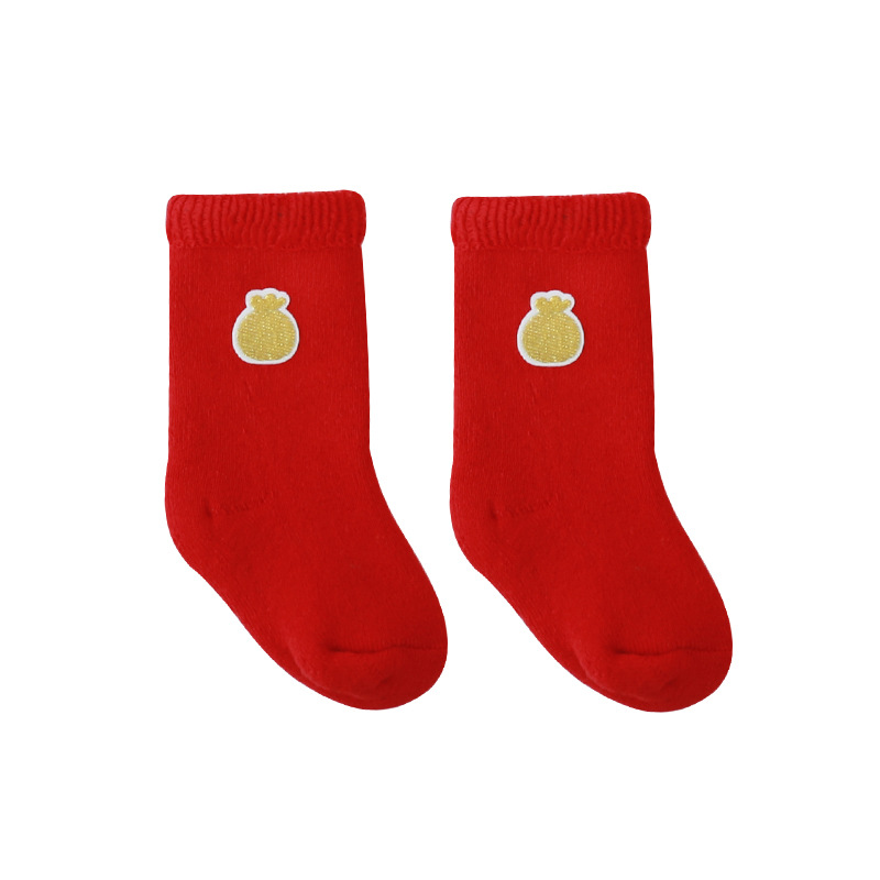 20 años calcetines de bebé nuevo Otoño e Invierno engrosados calcetines de Terry año de nacimiento calcetines rojos calcetines de bebé recién nacido cálido