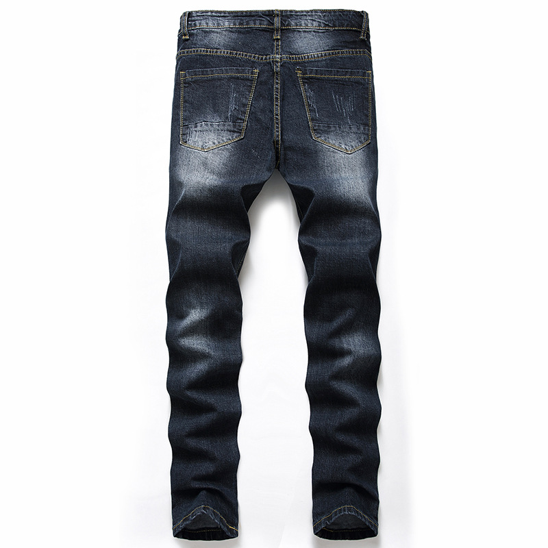 Jeans uomo strappati taglio dritto pantaloni denim casual moda_voghion.com