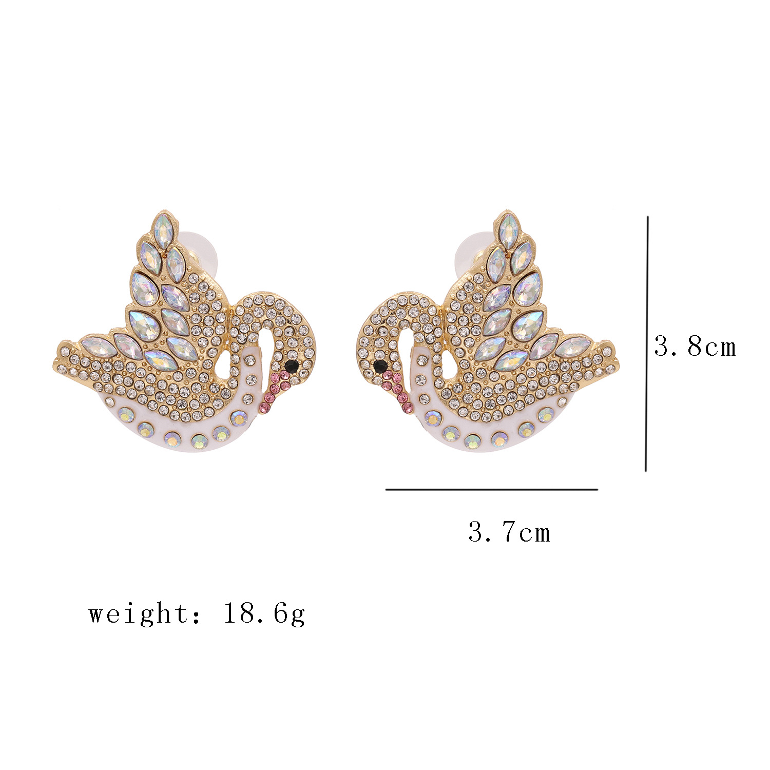 New Product Creative Full Diamond Swan Earrings New Animal Earrings Wholesale Nihaojewelry display picture 1