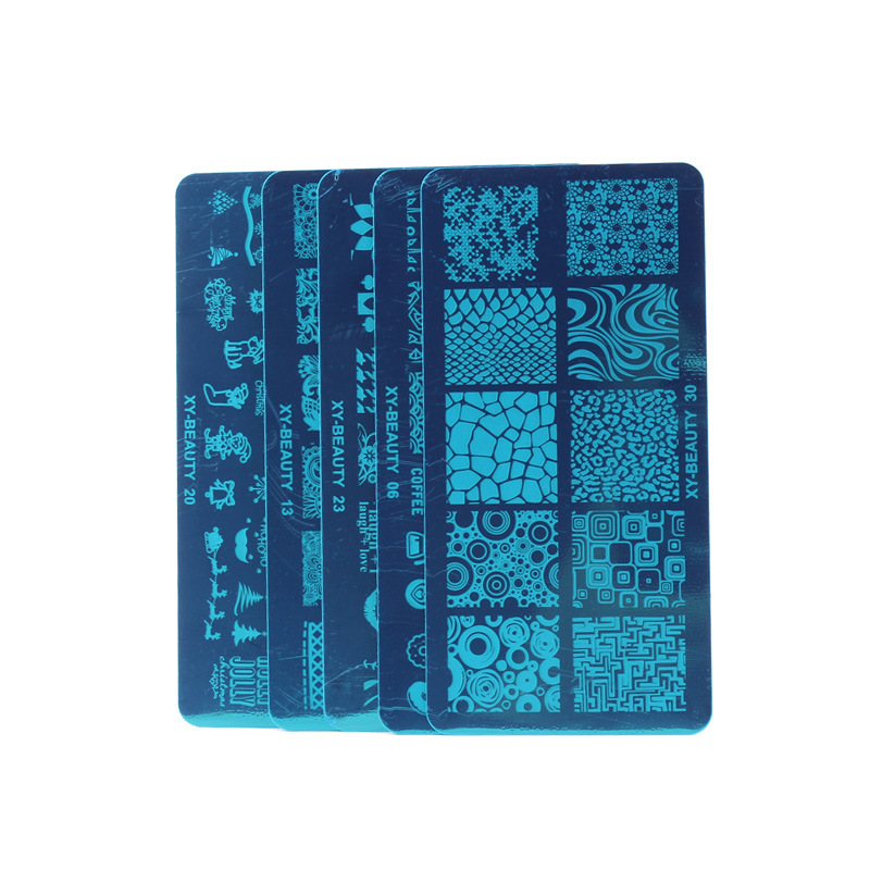 Plantilla de impresión de manicuras DIY película azul esmalte de uñas pintado placa de acero XY-BEAUTY32
