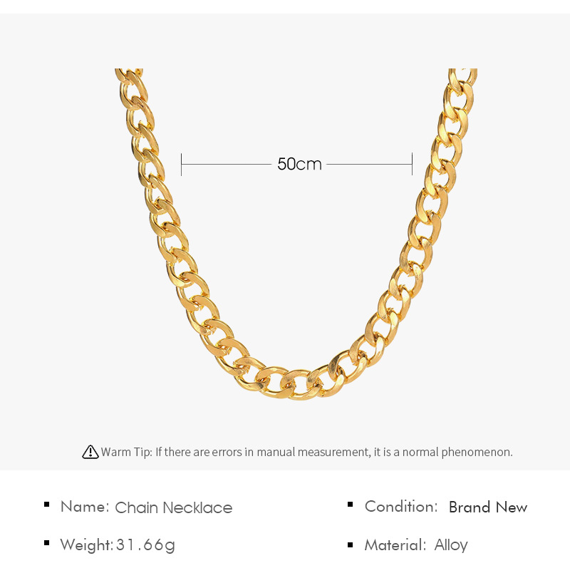 Street Hip-hop Style Neck Chain Trend Necklace Fashion Simple Thick Chain Necklace Clavicle Chain Wholesale Nihaojewelry display picture 1