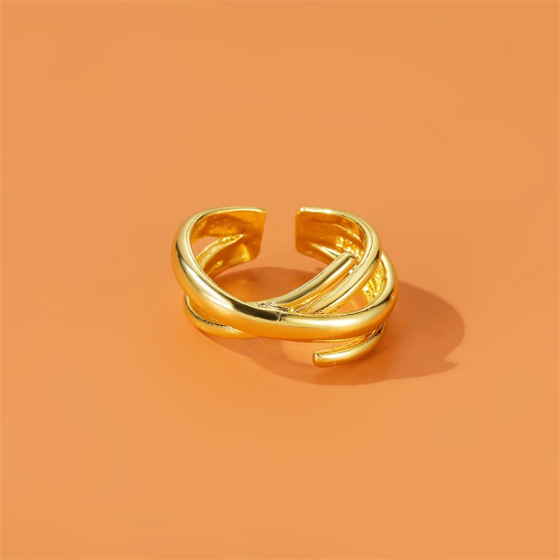 Europäische Und Amerikanische Persönlichkeit Internet-promi-kreuz Ring Mode Metall Mehr Schicht Iger Geometrischer Ring Retro Offener Paar Ring Weiblich display picture 5