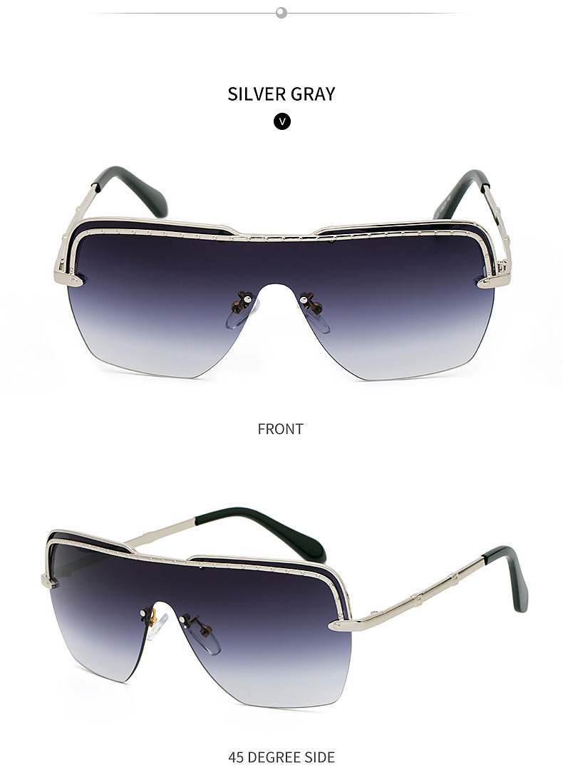 Fashion Half-frame One-piece Sunglasses display picture 12