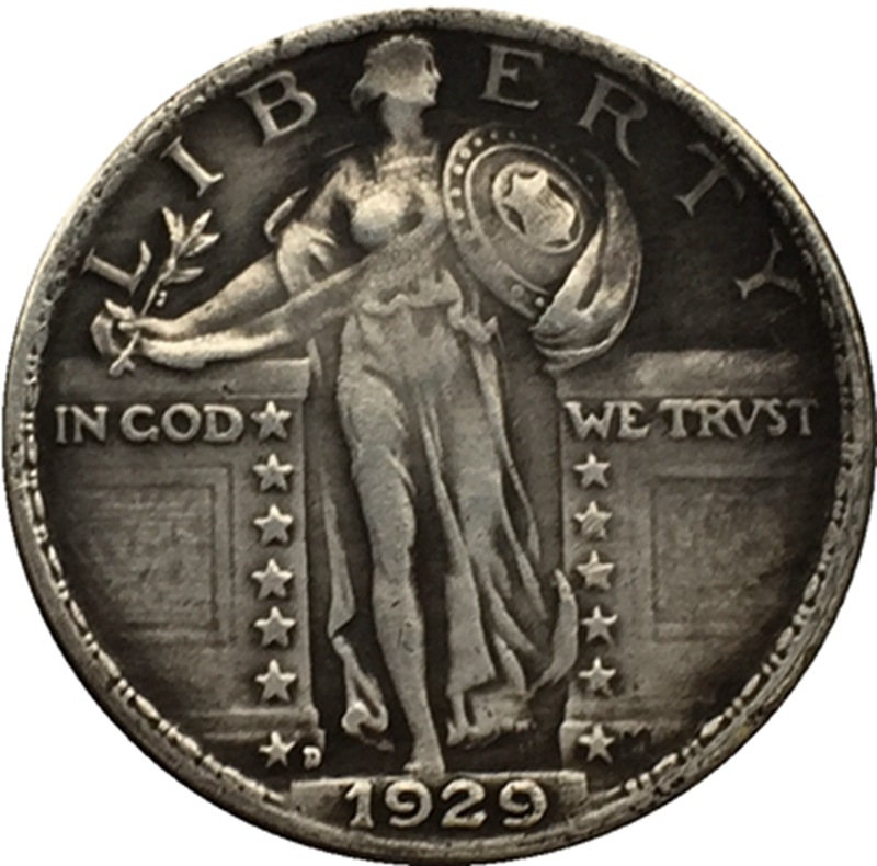 7 Different Dates D Edition U.S. Upright 25-cent Coin Brass Silver Plated Antique Crafts Foreign Commemorative Coin 24mm