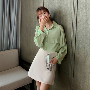 白衬衫女长袖休闲装设计感小众百搭气质工作服2020春装新款衬衣寸