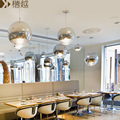圆形玻璃球电镀吊灯现代简约创意餐厅吧台酒吧过道个性LED灯具