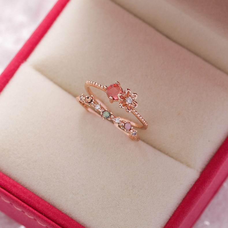 Korea fashion diamond crystal zircon flower ring micro inlaid sweet wild love flower ring wholesale nihaojewelrypicture11
